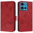 For Motorola Moto G75 Embossed Rose RFID Anti-theft Leather Phone Case(Red) - 2