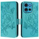 For Motorola Moto G75 Embossed Rose RFID Anti-theft Leather Phone Case(Light Blue) - 2