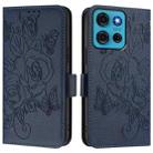 For Motorola Moto G75 Embossed Rose RFID Anti-theft Leather Phone Case(Dark Blue) - 2