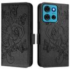 For Motorola Moto G75 Embossed Rose RFID Anti-theft Leather Phone Case(Black) - 2