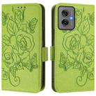 For Motorola Moto G55 Embossed Rose RFID Anti-theft Leather Phone Case(Green) - 2