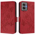 For Motorola Moto G55 Embossed Rose RFID Anti-theft Leather Phone Case(Red) - 2