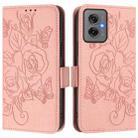 For Motorola Moto G55 Embossed Rose RFID Anti-theft Leather Phone Case(Pink) - 2