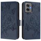 For Motorola Moto G55 Embossed Rose RFID Anti-theft Leather Phone Case(Dark Blue) - 2