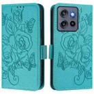 For Motorola Edge 50 Neo Embossed Rose RFID Anti-theft Leather Phone Case(Light Blue) - 2