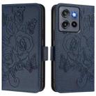 For Motorola Edge 50 Neo Embossed Rose RFID Anti-theft Leather Phone Case(Dark Blue) - 2