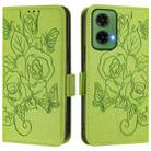 For Motorola Moto G35 Embossed Rose RFID Anti-theft Leather Phone Case(Green) - 2