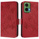 For Motorola Moto G35 Embossed Rose RFID Anti-theft Leather Phone Case(Red) - 2