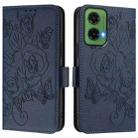 For Motorola Moto G35 Embossed Rose RFID Anti-theft Leather Phone Case(Dark Blue) - 2