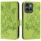 For Motorola Edge 50 5G Global Embossed Rose RFID Anti-theft Leather Phone Case(Green) - 2