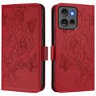 For Motorola Edge 50 5G Global Embossed Rose RFID Anti-theft Leather Phone Case(Red) - 2