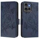 For Motorola Edge 50 5G Global Embossed Rose RFID Anti-theft Leather Phone Case(Dark Blue) - 2