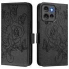 For Motorola Edge 50 5G Global Embossed Rose RFID Anti-theft Leather Phone Case(Black) - 2