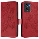 For Motorola Moto G05 Embossed Rose RFID Anti-theft Leather Phone Case(Red) - 2