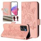 For Motorola Moto G05 Embossed Rose RFID Anti-theft Leather Phone Case(Pink) - 1