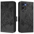 For Motorola Moto G05 Embossed Rose RFID Anti-theft Leather Phone Case(Black) - 2