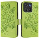 For Motorola Moto G15 Embossed Rose RFID Anti-theft Leather Phone Case(Green) - 2