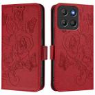 For Motorola Moto G15 Embossed Rose RFID Anti-theft Leather Phone Case(Red) - 2