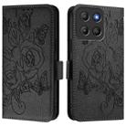For Motorola Moto G15 Embossed Rose RFID Anti-theft Leather Phone Case(Black) - 2