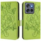 For Motorola Moto G Stylus 5G 2025 Embossed Rose RFID Anti-theft Leather Phone Case(Green) - 2