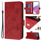 For Motorola Moto G Stylus 5G 2025 Embossed Rose RFID Anti-theft Leather Phone Case(Red) - 1