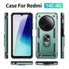 For Redmi 14C 4G Shockproof TPU + PC Phone Case with Holder(Dark Green) - 2