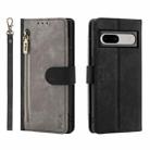 For Google Pixel 7 POLA Dual-color Zipper Wallet RFID Leather Phone Case(Grey Black) - 1