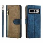 For Google Pixel 7 Pro POLA Dual-color Zipper Wallet RFID Leather Phone Case(Yellow Blue) - 1