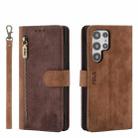 For Samsung Galaxy S22 Ultra 5G POLA Dual-color Zipper Wallet RFID Leather Phone Case(Burgundy Brown) - 1