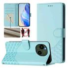 For Sharp Aquos R9 Honeycomb Embossing RFID Leather Phone Case(Mint Green) - 1