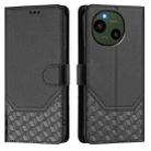 For Sharp Aquos R9 Honeycomb Embossing RFID Leather Phone Case(Black) - 2