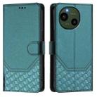 For Sharp Aquos R9 Honeycomb Embossing RFID Leather Phone Case(Peacock Green) - 2