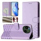 For Sharp Aquos R9 Honeycomb Embossing RFID Leather Phone Case(Light Purple) - 1