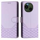 For Sharp Aquos R9 Honeycomb Embossing RFID Leather Phone Case(Light Purple) - 2