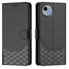 For Sharp Aquos Wish 4 Honeycomb Embossing RFID Leather Phone Case(Black) - 2