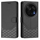For Sharp Aquos R9 Pro Honeycomb Embossing RFID Leather Phone Case(Black) - 2