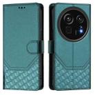 For Sharp Aquos R9 Pro Honeycomb Embossing RFID Leather Phone Case(Peacock Green) - 2