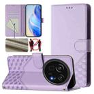 For Sharp Aquos R9 Pro Honeycomb Embossing RFID Leather Phone Case(Light Purple) - 1
