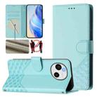 For Sharp Aquos Sense9 Honeycomb Embossing RFID Leather Phone Case(Mint Green) - 1