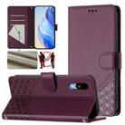 For Sharp Basio Active3 Honeycomb Embossing RFID Leather Phone Case(Violet) - 1
