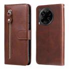 For Tecno Camon 30 4G / 5G Fashion Calf Texture Zipper Leather Phone Case(Brown) - 1