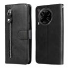 For Tecno Camon 30 4G / 5G Fashion Calf Texture Zipper Leather Phone Case(Black) - 1