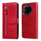 For Tecno Camon 30 4G / 5G Fashion Calf Texture Zipper Leather Phone Case(Red) - 1