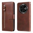 For Tecno Spark 30C Fashion Calf Texture Zipper Leather Phone Case(Brown) - 1