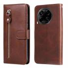 For Tecno Camon 30S / Camon 30S Pro Fashion Calf Texture Zipper Leather Phone Case(Brown) - 1