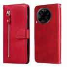 For Tecno Camon 30S / Camon 30S Pro Fashion Calf Texture Zipper Leather Phone Case(Red) - 1