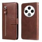 For Tecno Spark 30 4G Fashion Calf Texture Zipper Leather Phone Case(Brown) - 1