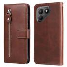 For Tecno Pova 7 5G Fashion Calf Texture Zipper Leather Phone Case(Brown) - 1