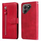 For Tecno Pova 7 5G Fashion Calf Texture Zipper Leather Phone Case(Red) - 1