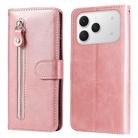For Tecno Spark 40 4G Fashion Calf Texture Zipper Leather Phone Case(Rose Gold) - 1